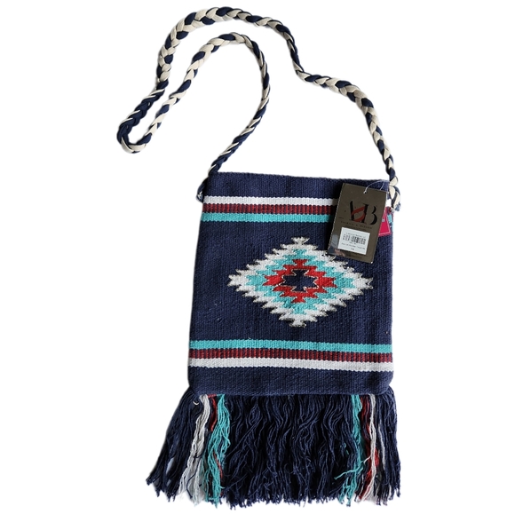 America & Beyond Aztec Multi-color Crossbody Bag | Woven | Blue, Red, White NWT - Picture 1 of 11
